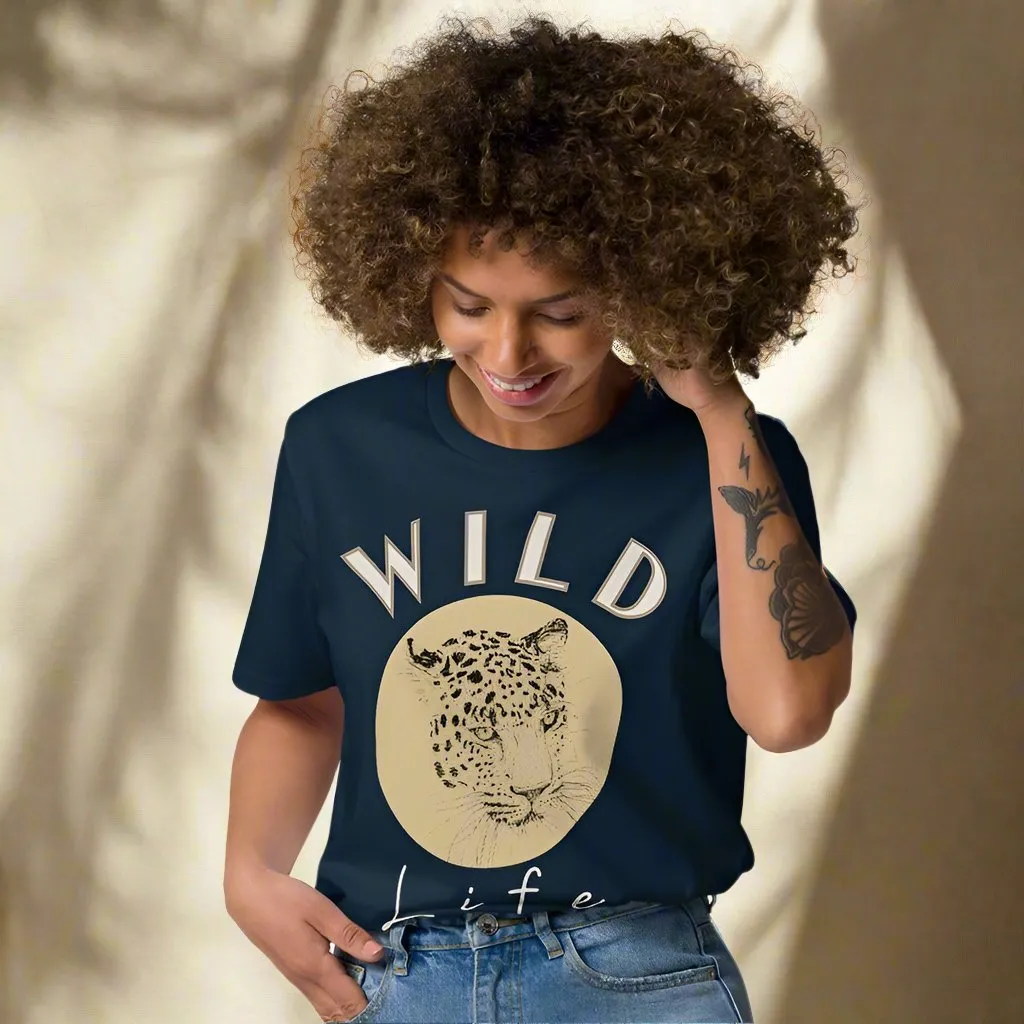 Leopard Graphic Organic Tee - “Wild Life” Quote