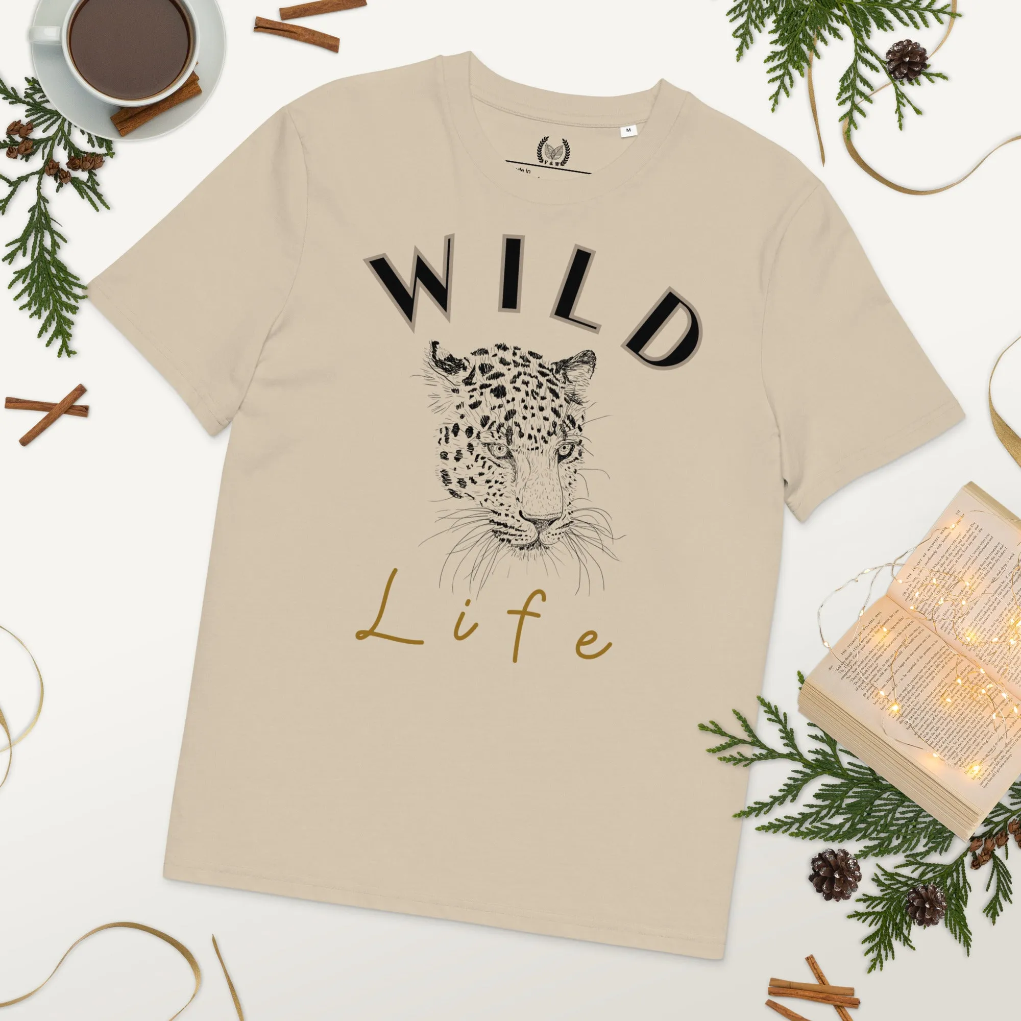 Leopard Graphic Organic Tee - “Wild Life” Quote