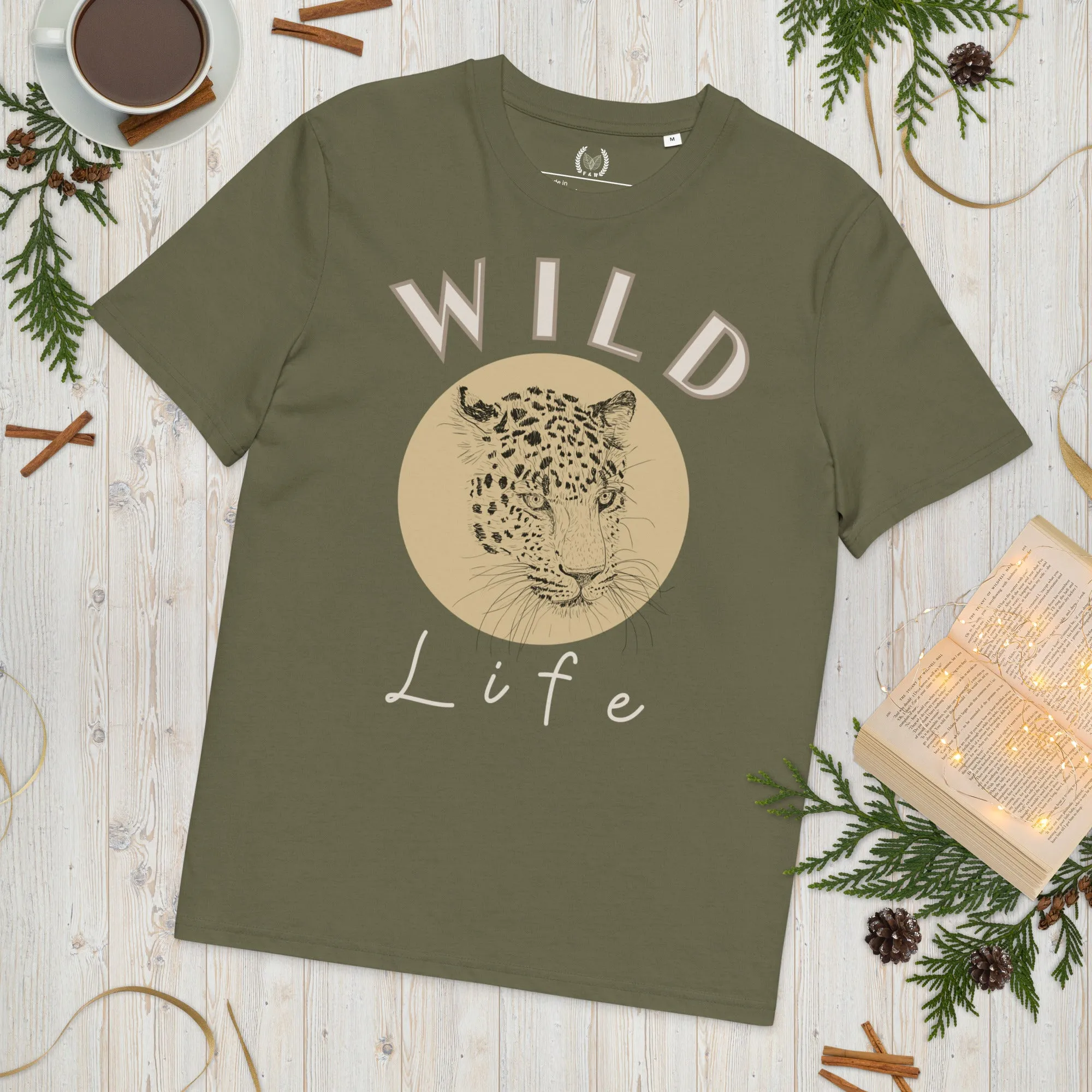 Leopard Graphic Organic Tee - “Wild Life” Quote