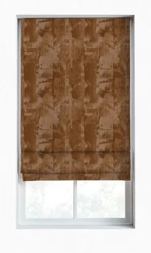 'Lucent Brass' Room Darkening Striped Bespoke Roman Shades (Brown)