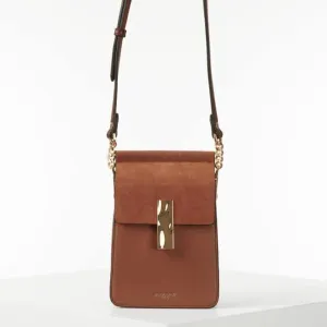 Luella Grey Tasmin Phone Crossbody Bag in Conker