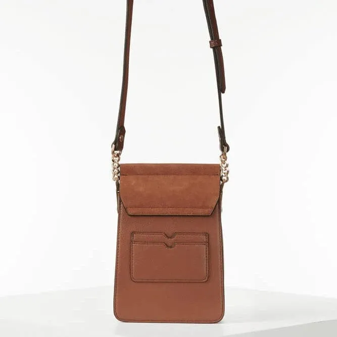Luella Grey Tasmin Phone Crossbody Bag in Conker