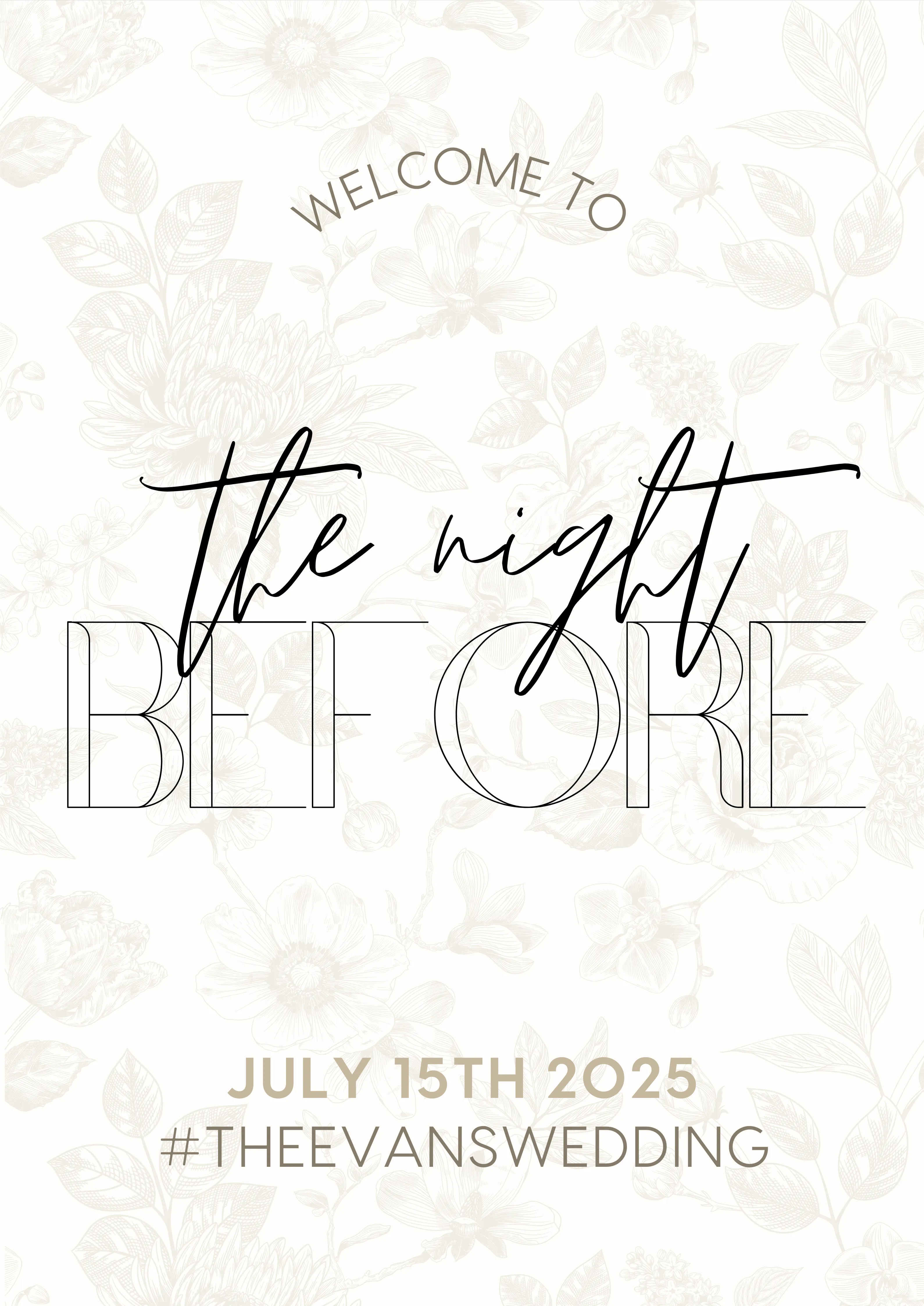 Luxurious Champagne "The Night Before" Wedding Sign
