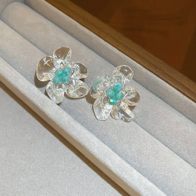 Luxurious Flower Geometric Flower Plastic Electroplating Earrings
