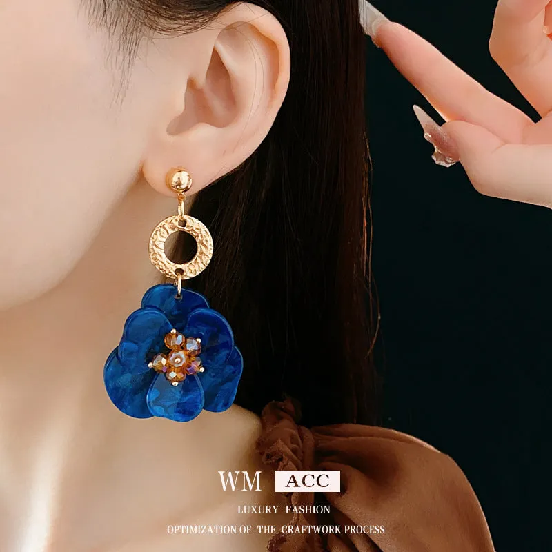 Luxurious Flower Geometric Flower Plastic Electroplating Earrings