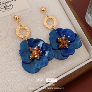 Luxurious Flower Geometric Flower Plastic Electroplating Earrings