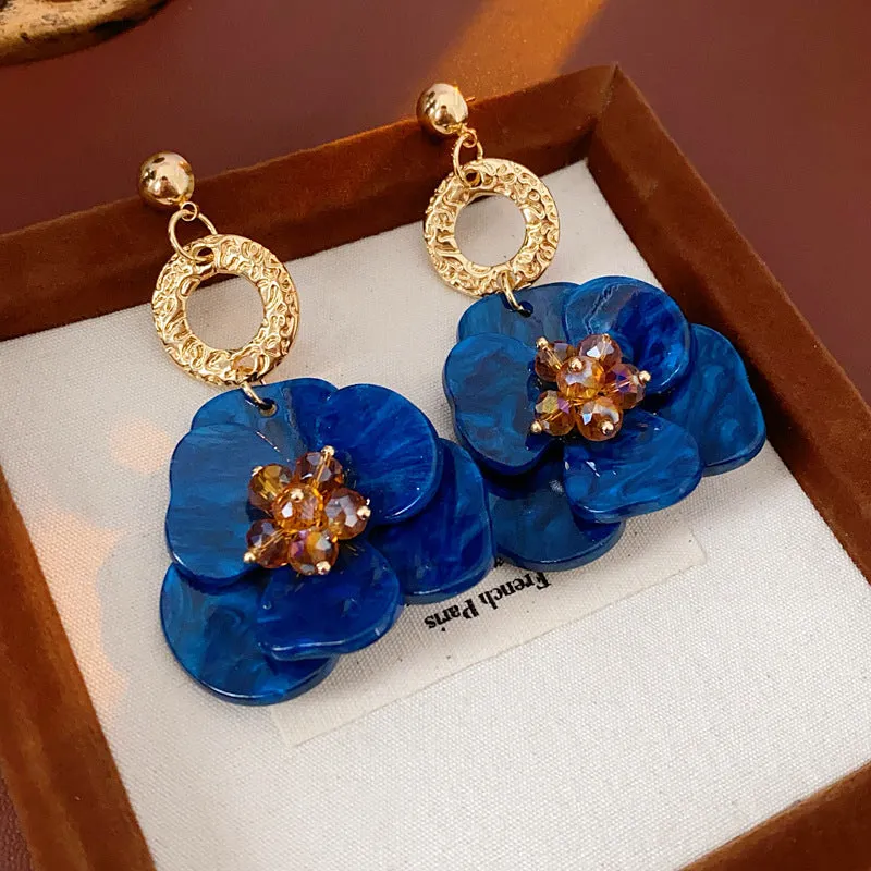 Luxurious Flower Geometric Flower Plastic Electroplating Earrings