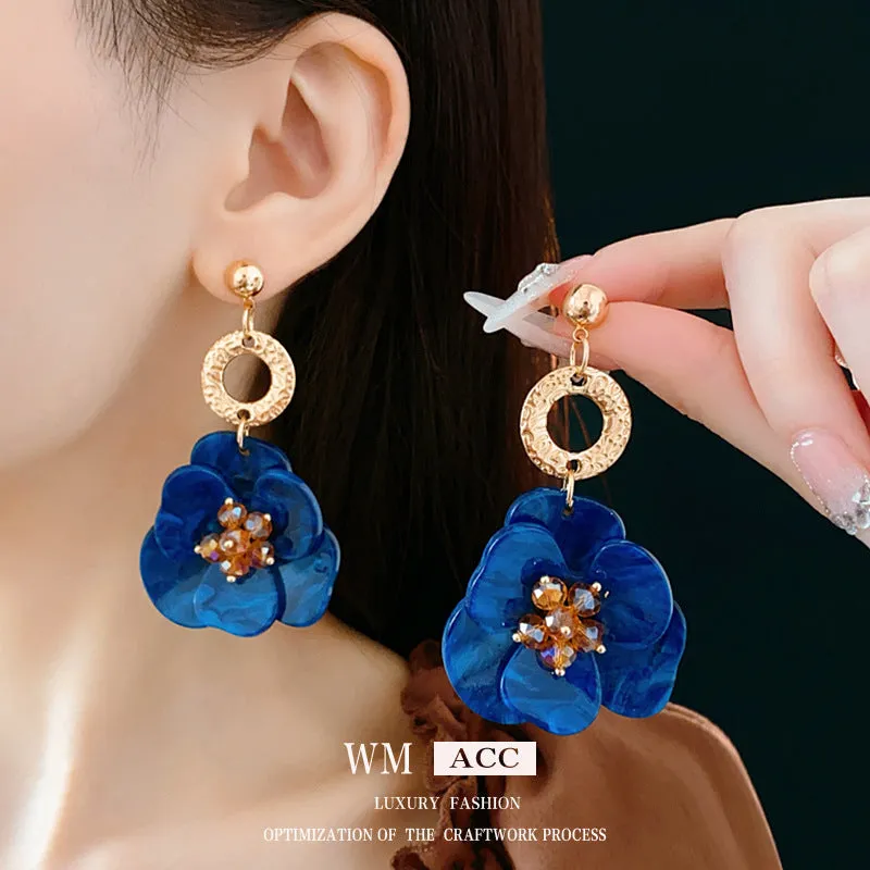 Luxurious Flower Geometric Flower Plastic Electroplating Earrings