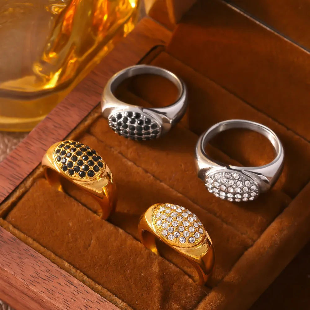 Luxurious Geometric Zircon Titanium Steel Gold-Plated Ring