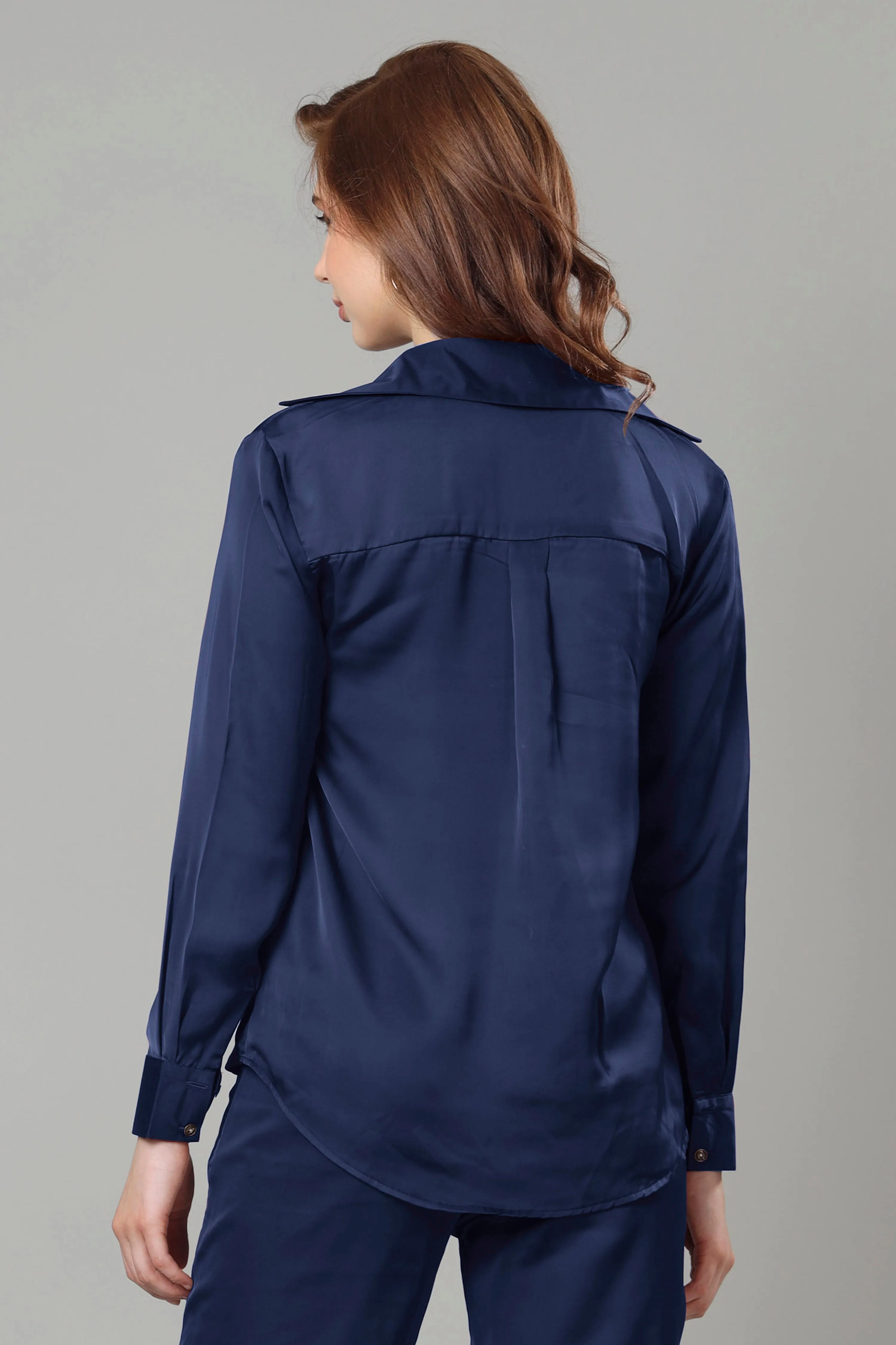 Luxurious Navy Blue Shirt For Women