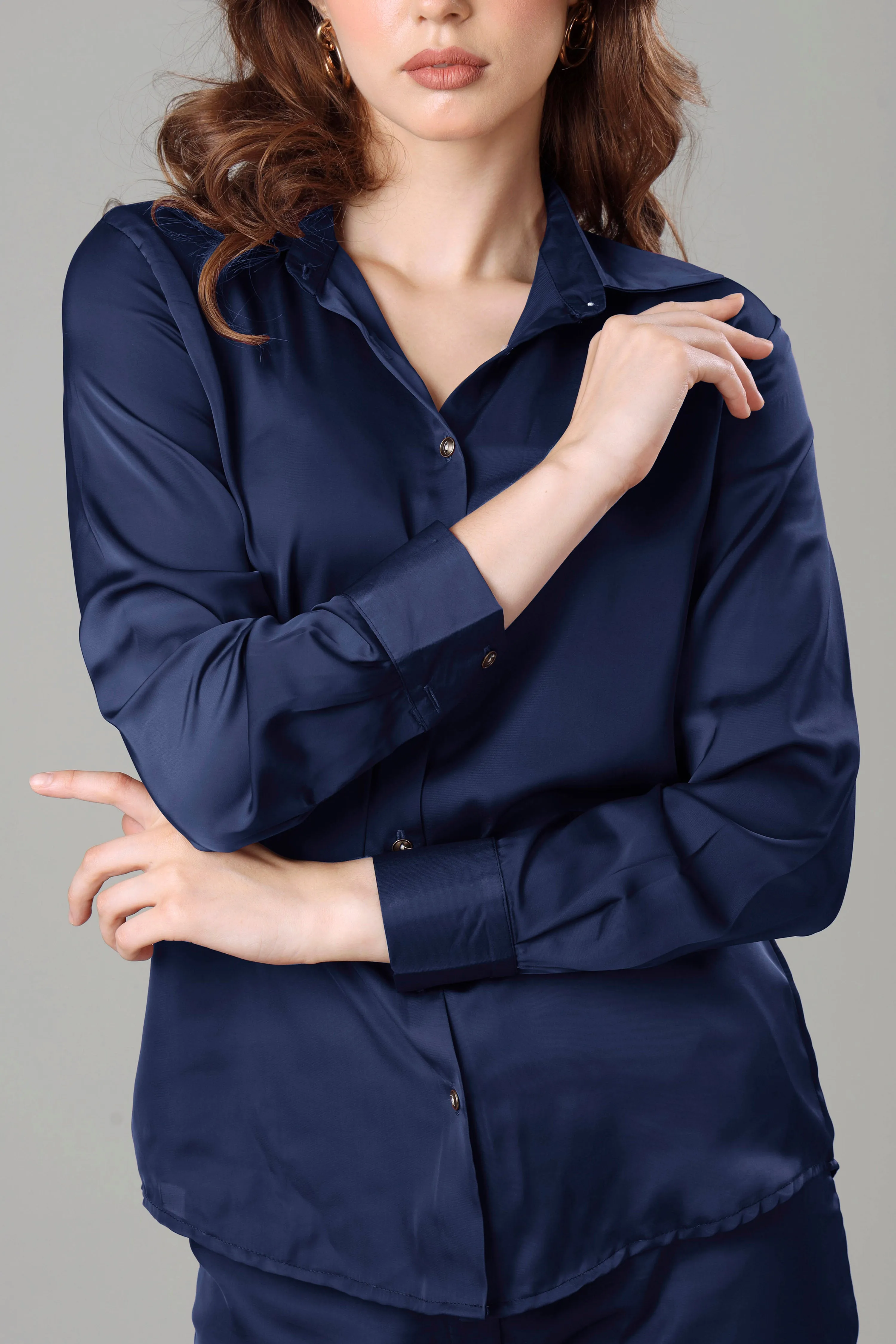 Luxurious Navy Blue Shirt For Women
