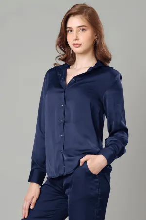 Luxurious Navy Blue Shirt For Women