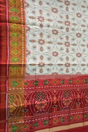Luxurious Off White Handloom Patola Silk Saree