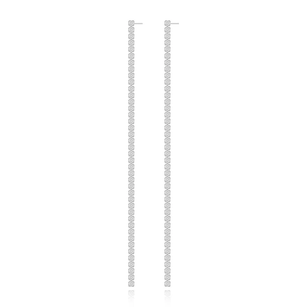 Luxurious Tassel Geometric Copper Diamond Inlay Stud Earrings
