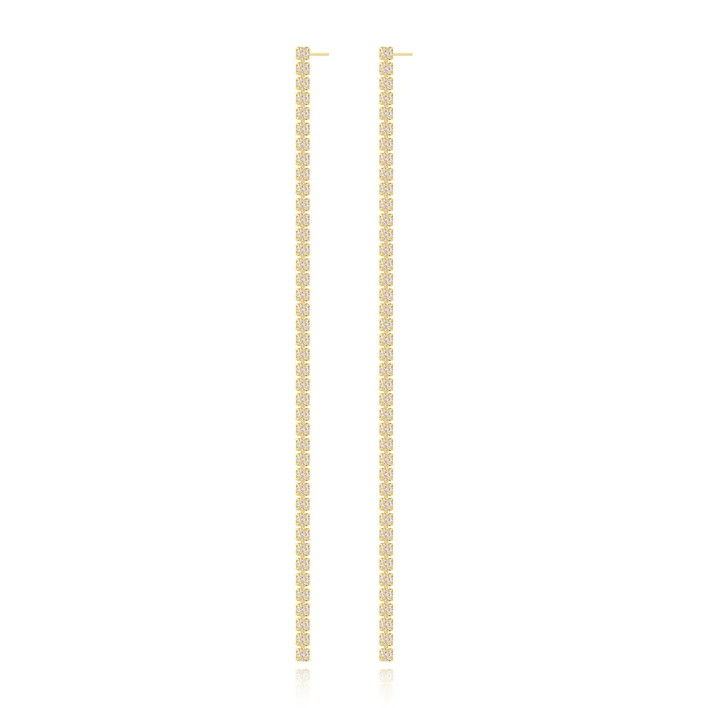 Luxurious Tassel Geometric Copper Diamond Inlay Stud Earrings