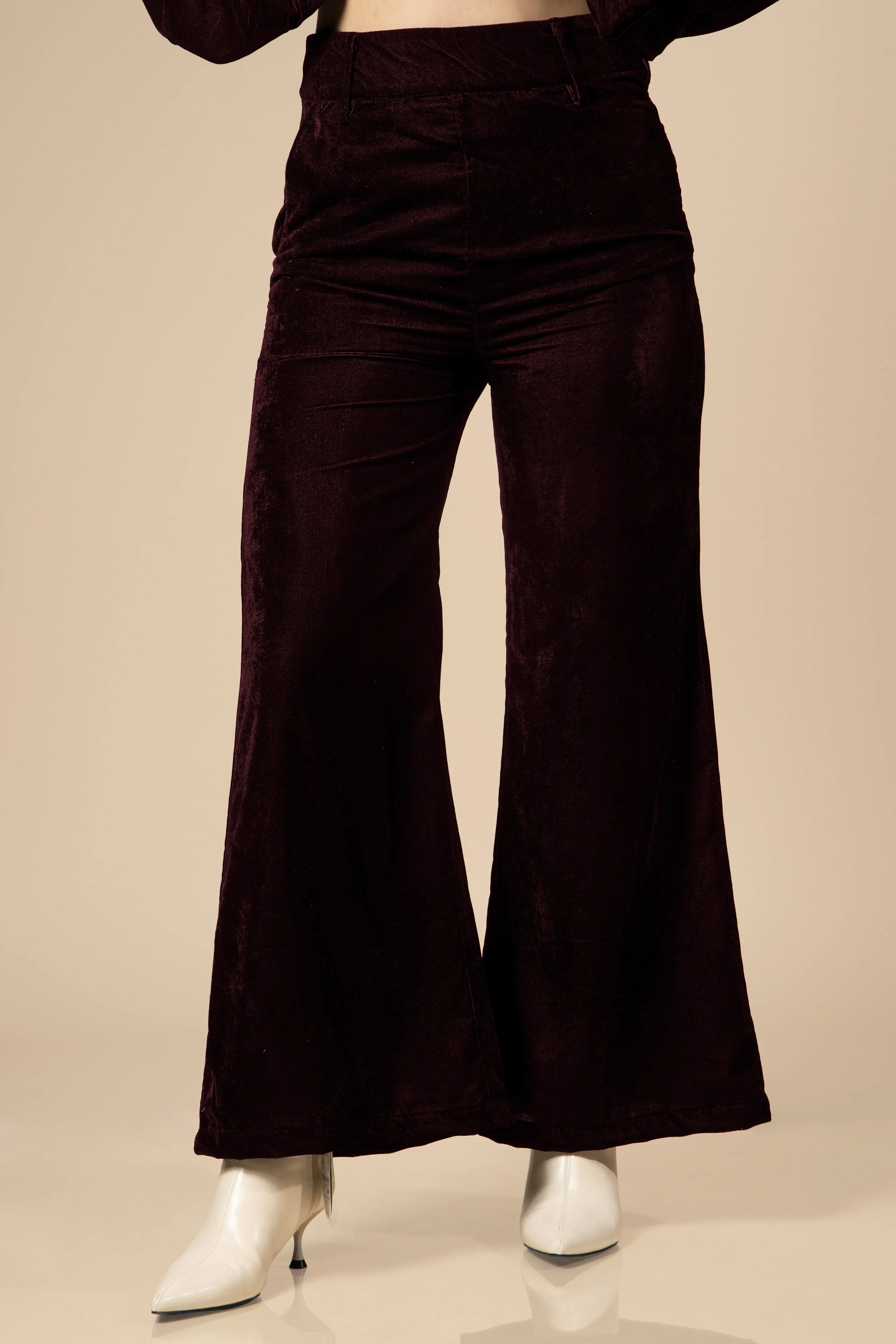 Maroon Luxurious Velvet Ladies Bottom Wear
