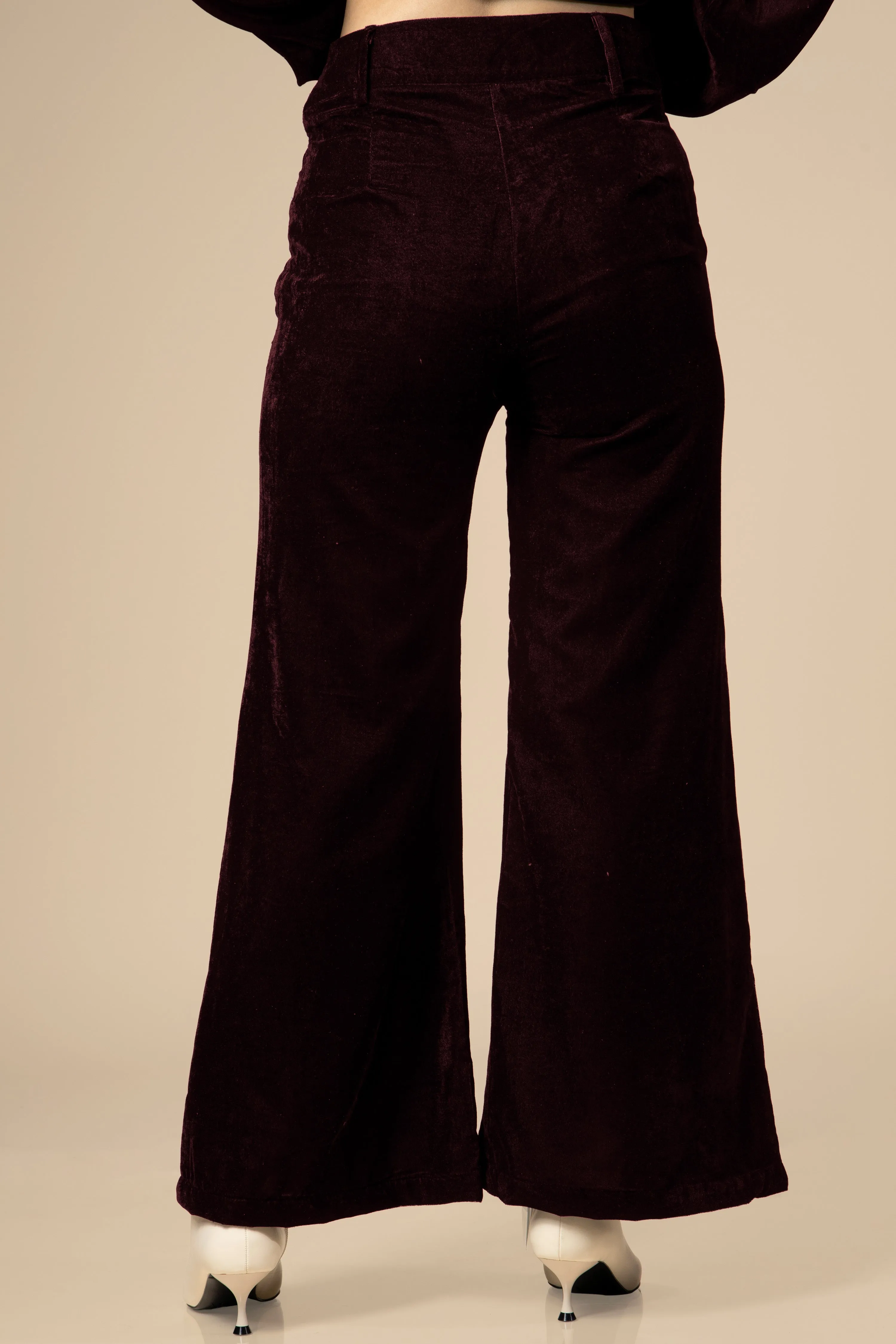 Maroon Luxurious Velvet Ladies Bottom Wear