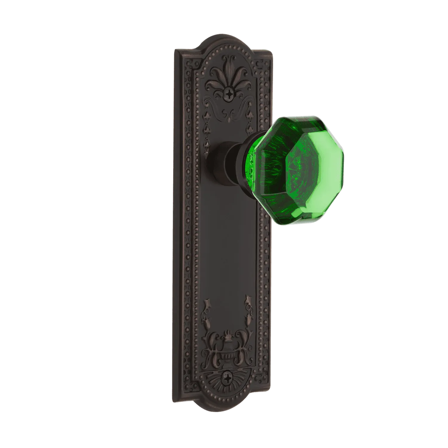 Meadows Long Plate with Emerald Waldorf Knob in Timeless Bronze