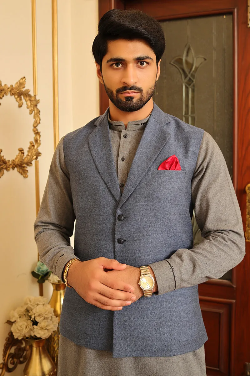 Men Stylish Waistcoat Blue