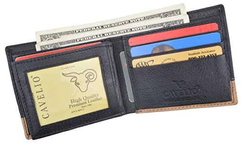 Men's Center Flap Double ID Bifold Premium Leather Wallet