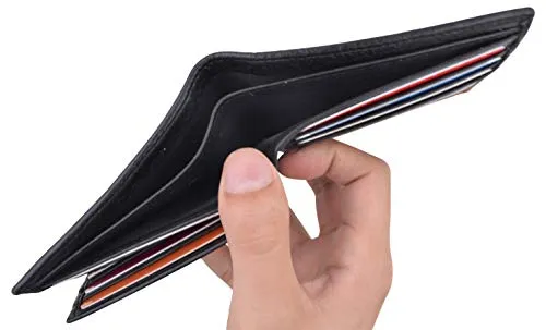 Men's Center Flap Double ID Bifold Premium Leather Wallet