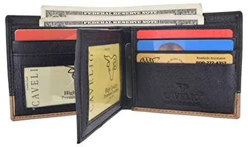 Men's Center Flap Double ID Bifold Premium Leather Wallet