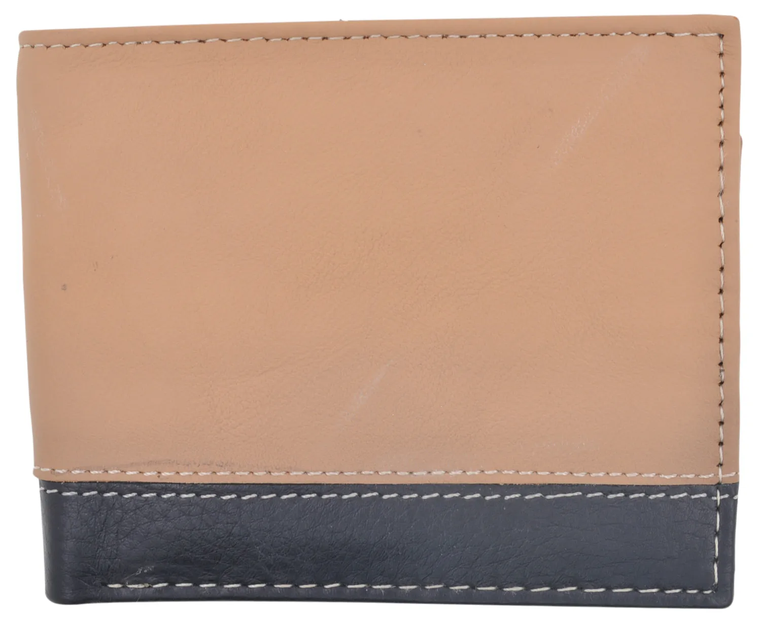 Men's Center Flap Double ID Bifold Premium Leather Wallet