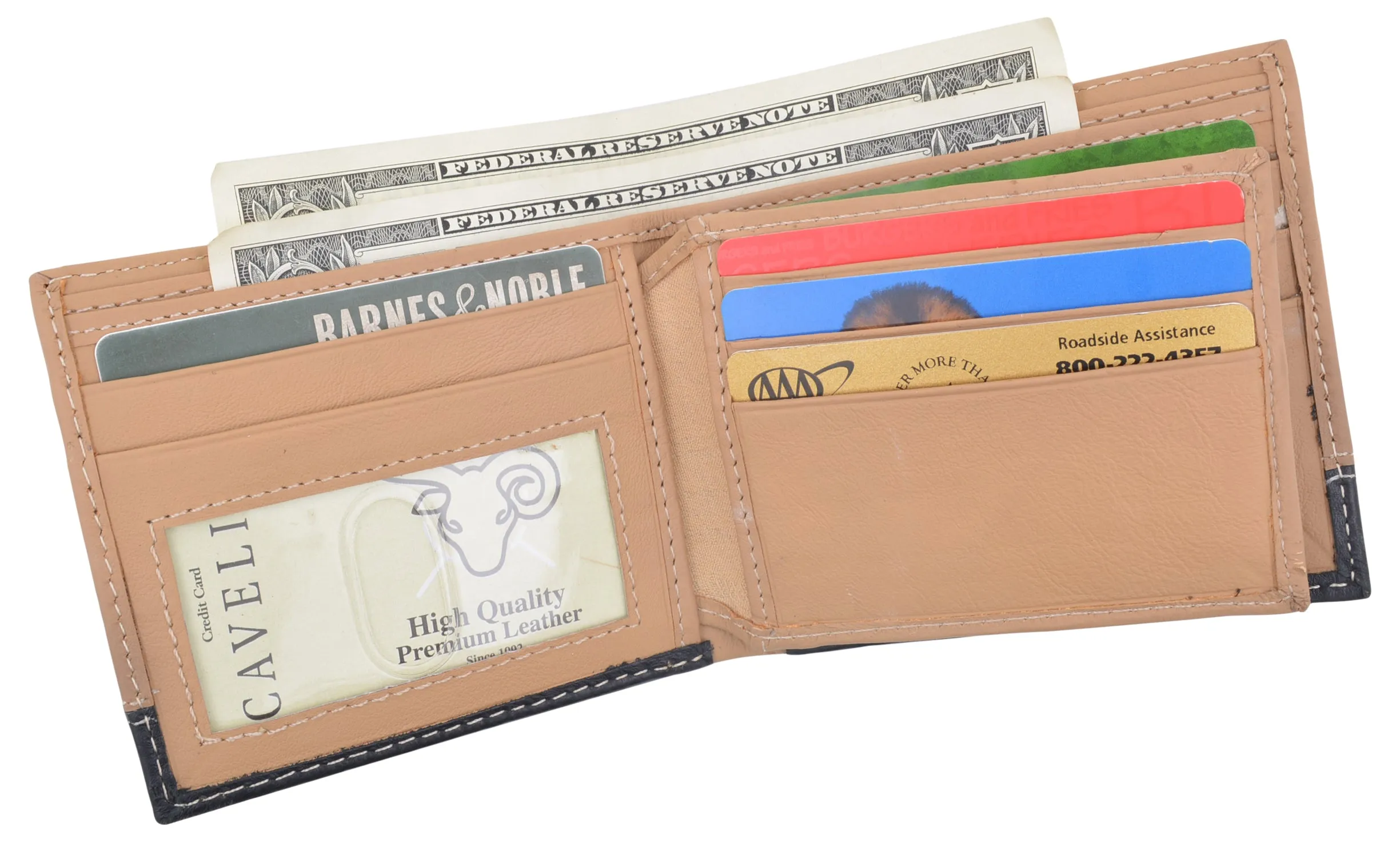 Men's Center Flap Double ID Bifold Premium Leather Wallet