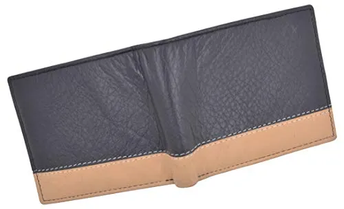 Men's Center Flap Double ID Bifold Premium Leather Wallet