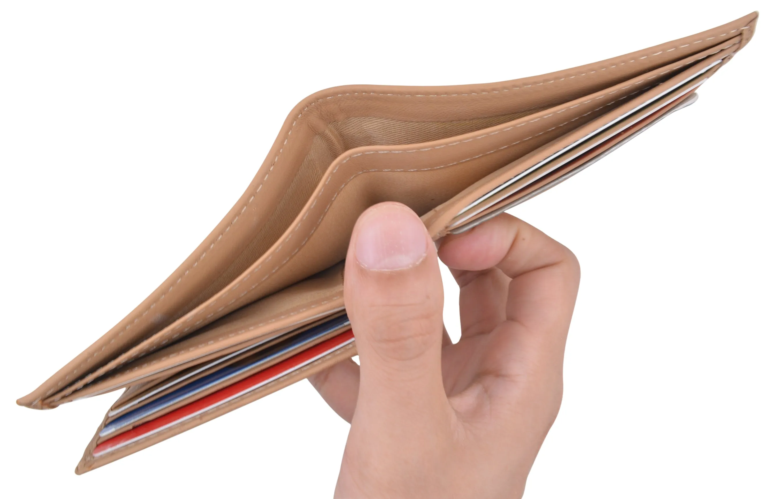 Men's Center Flap Double ID Bifold Premium Leather Wallet