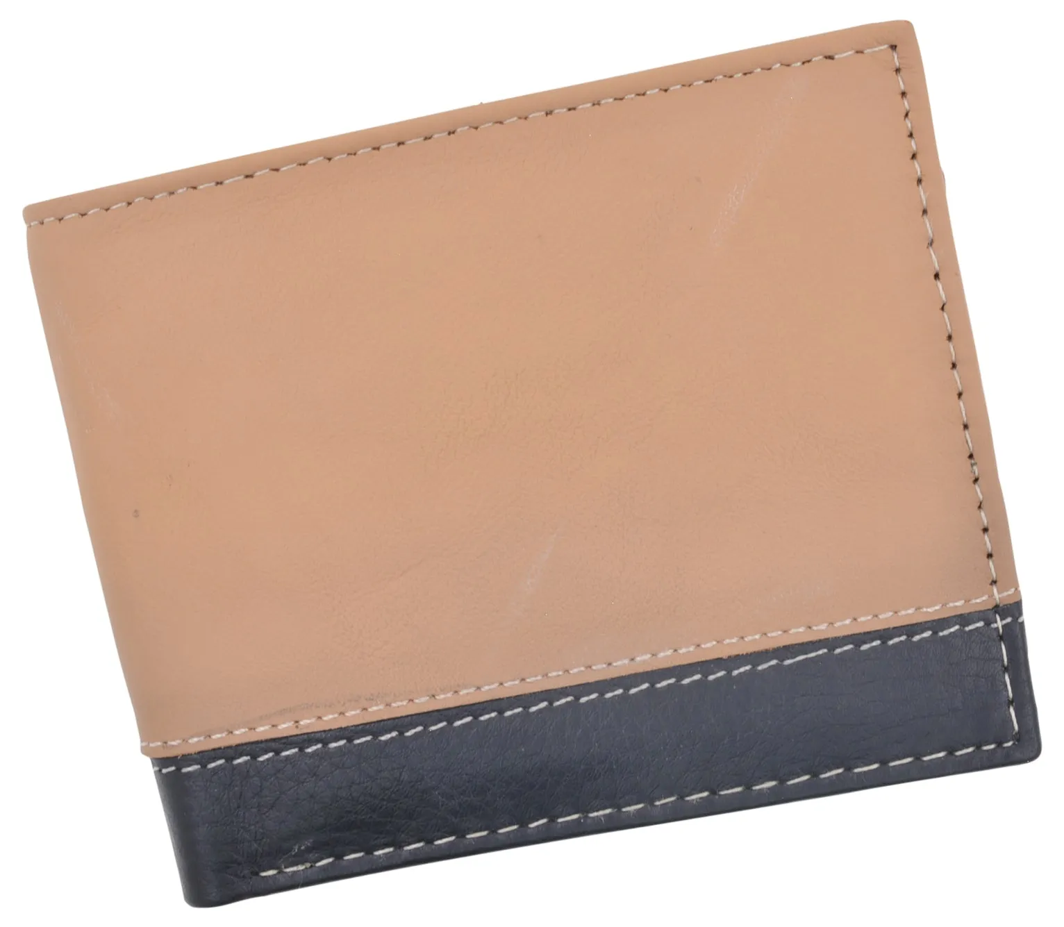 Men's Center Flap Double ID Bifold Premium Leather Wallet