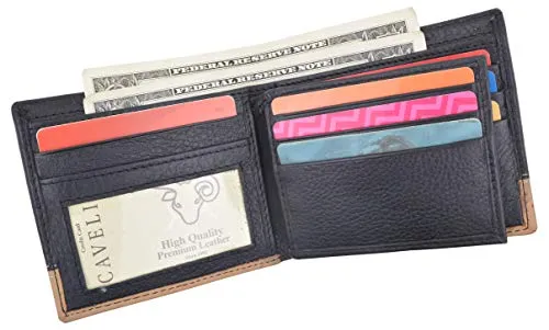Men's Center Flap Double ID Bifold Premium Leather Wallet