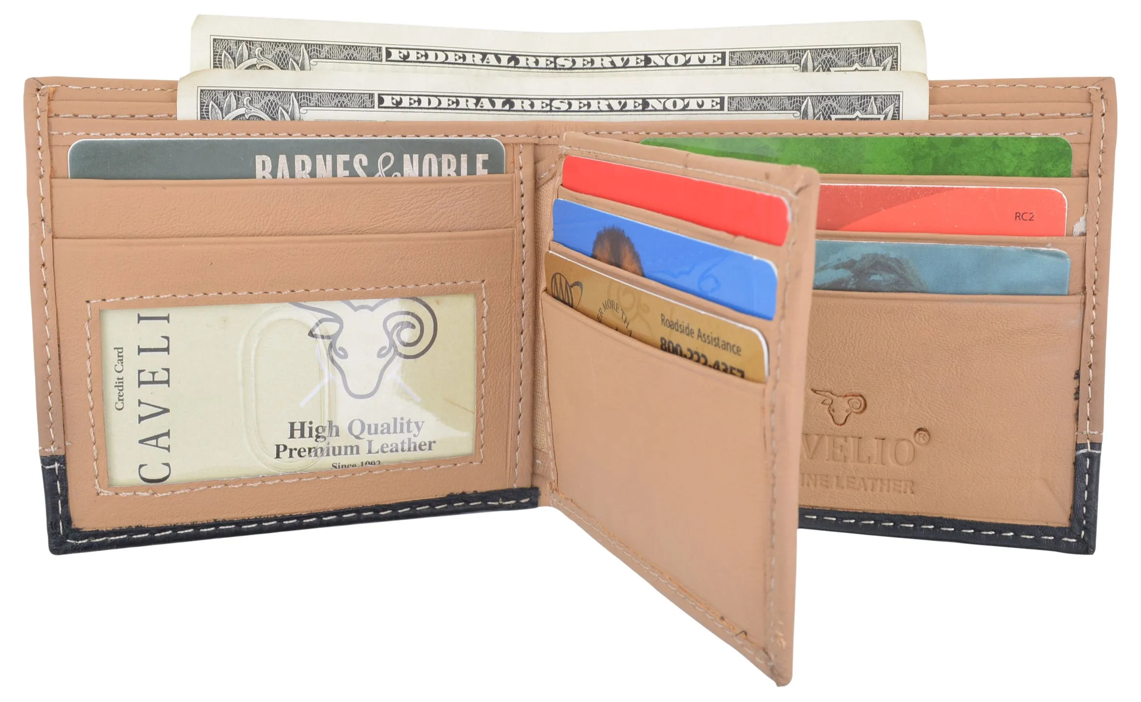 Men's Center Flap Double ID Bifold Premium Leather Wallet