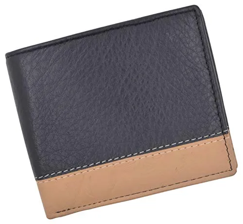Men's Center Flap Double ID Bifold Premium Leather Wallet