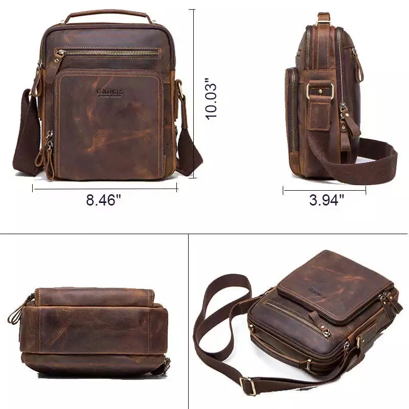 Men's Crazy Horse Leather Crossbody Bag