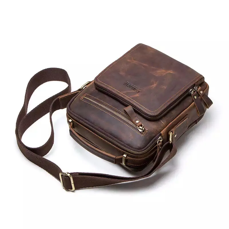 Men's Crazy Horse Leather Crossbody Bag