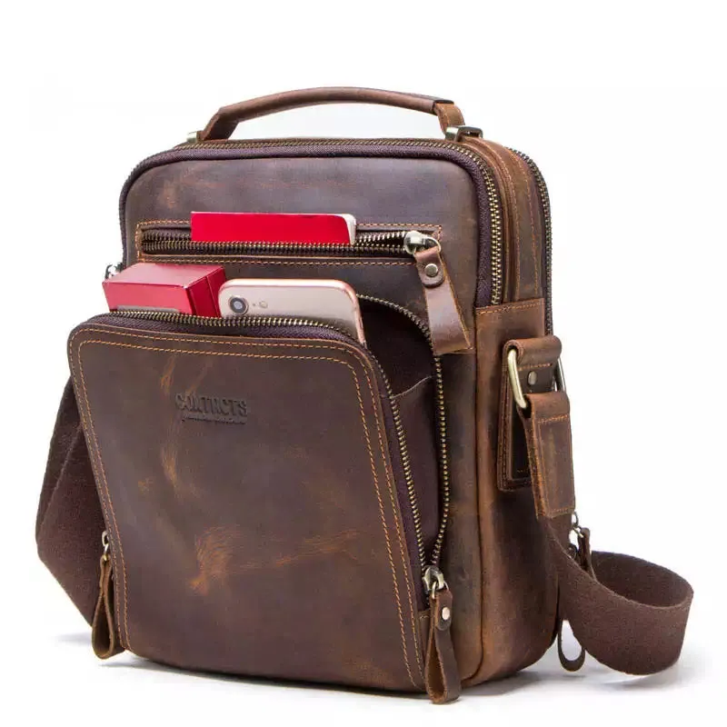Men's Crazy Horse Leather Crossbody Bag