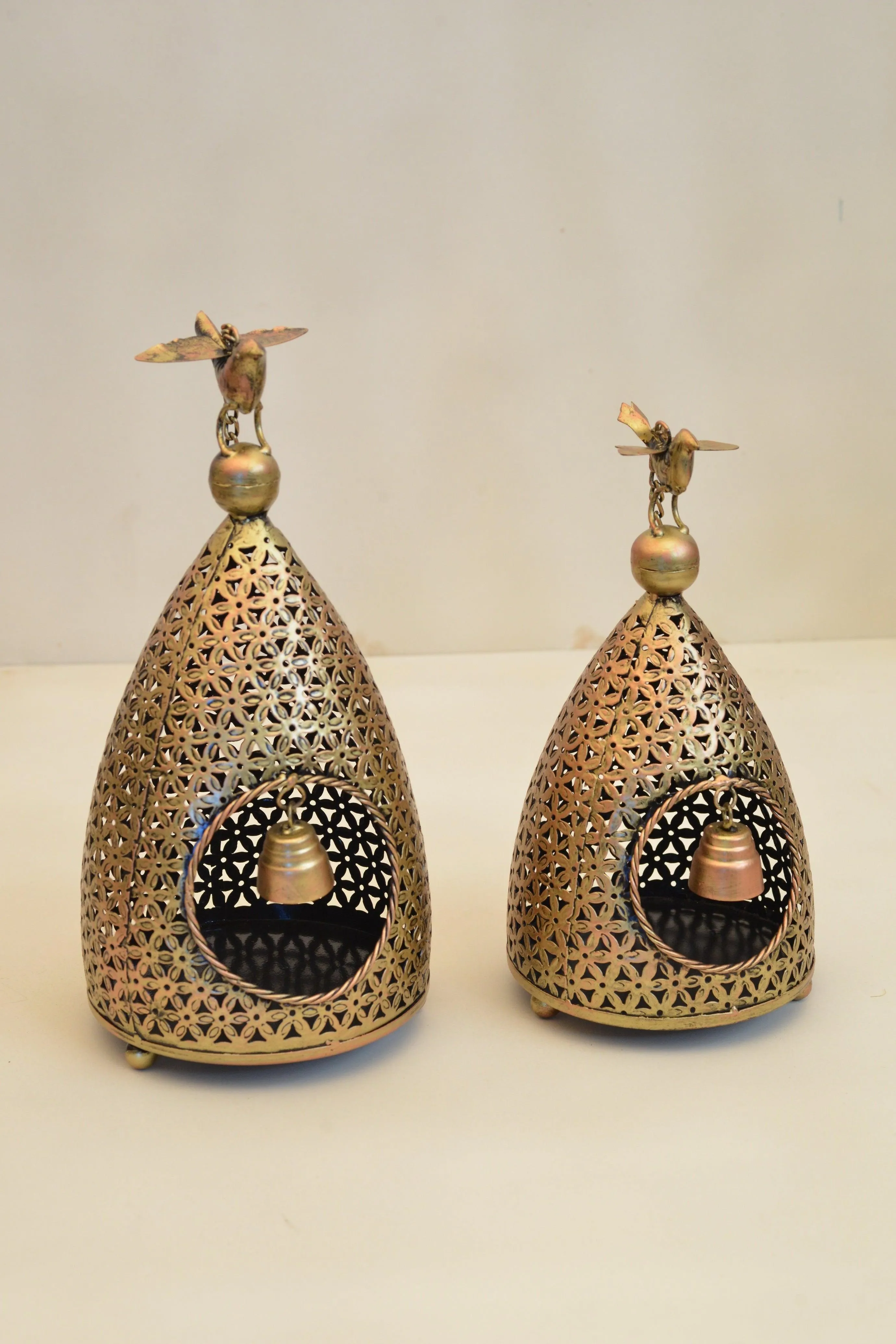 Metal Bird House Tea light Holder Set of 2