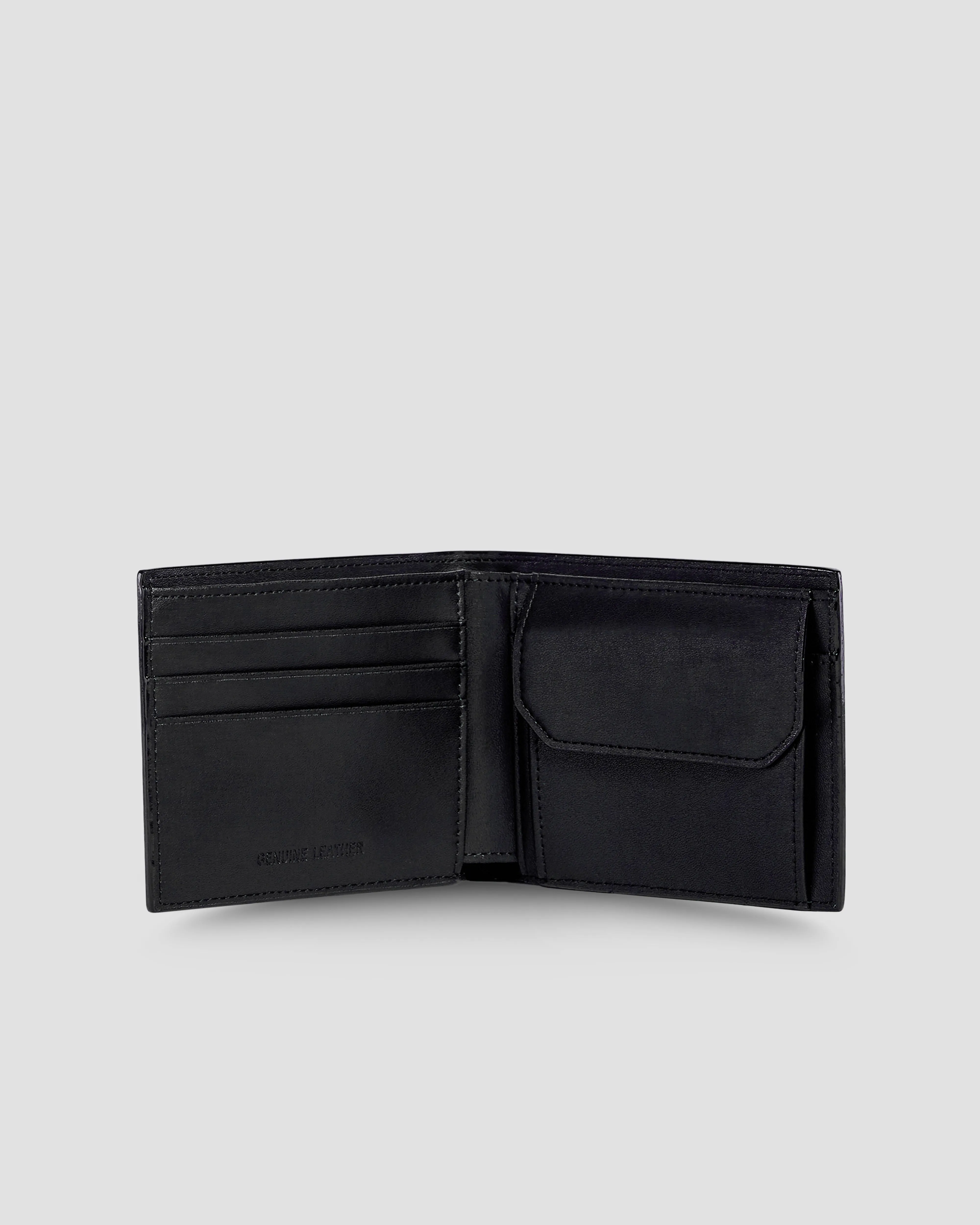 Metal Brand Embellished Bifold Wallet - Three Slots