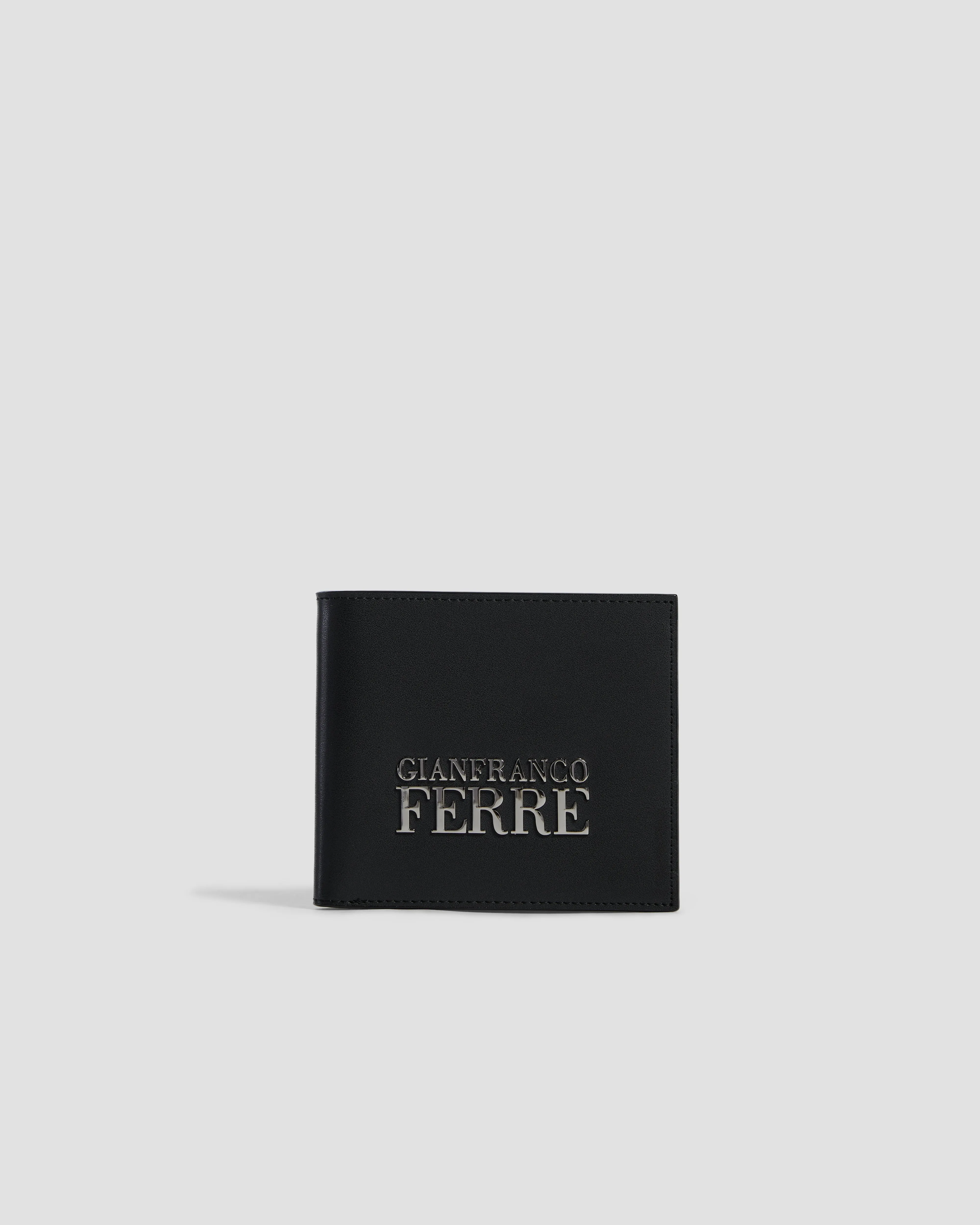 Metal Brand Embossed Bifold Wallet - Four Slots