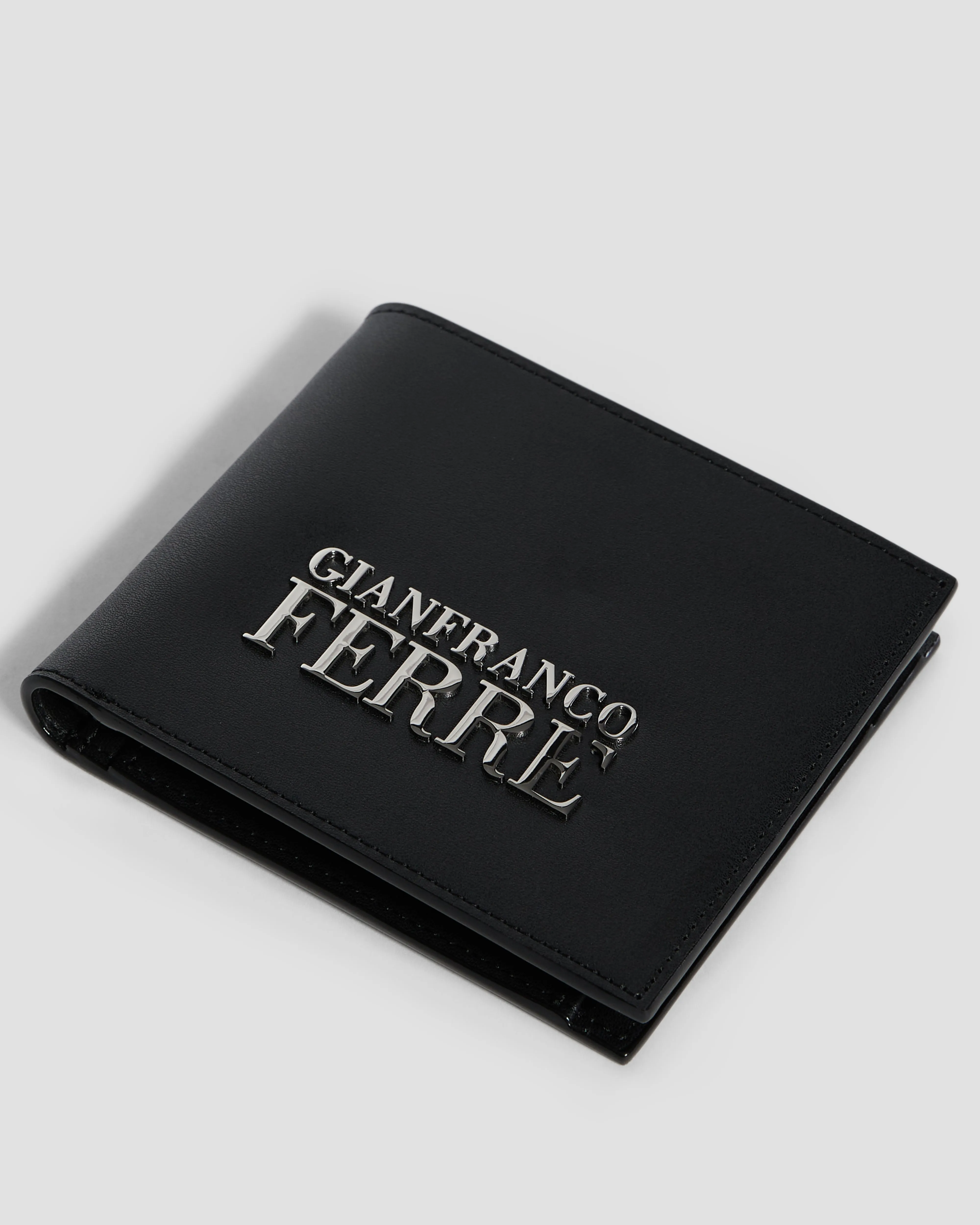 Metal Brand Embossed Bifold Wallet - Four Slots