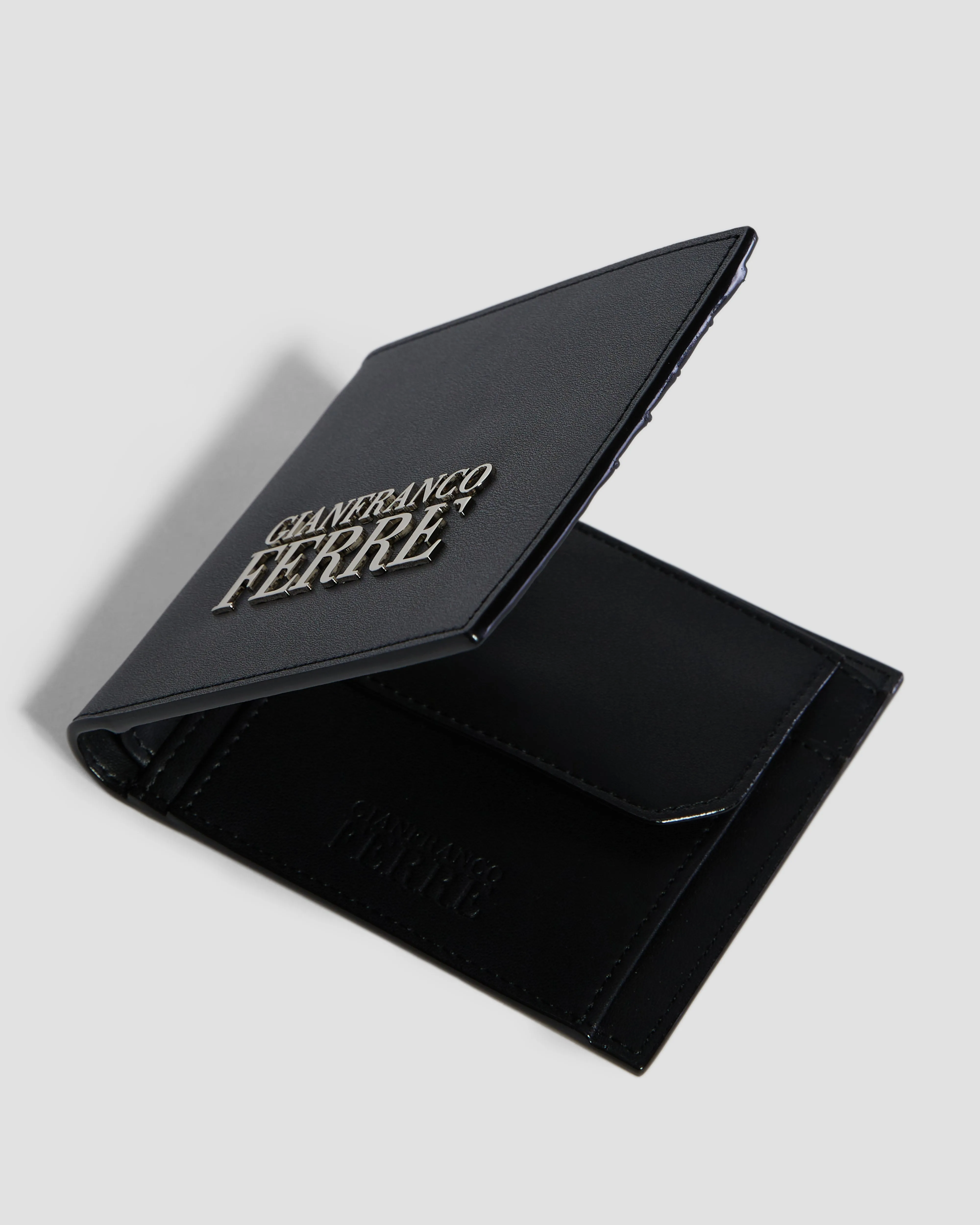 Metal Brand Embossed Bifold Wallet - Four Slots