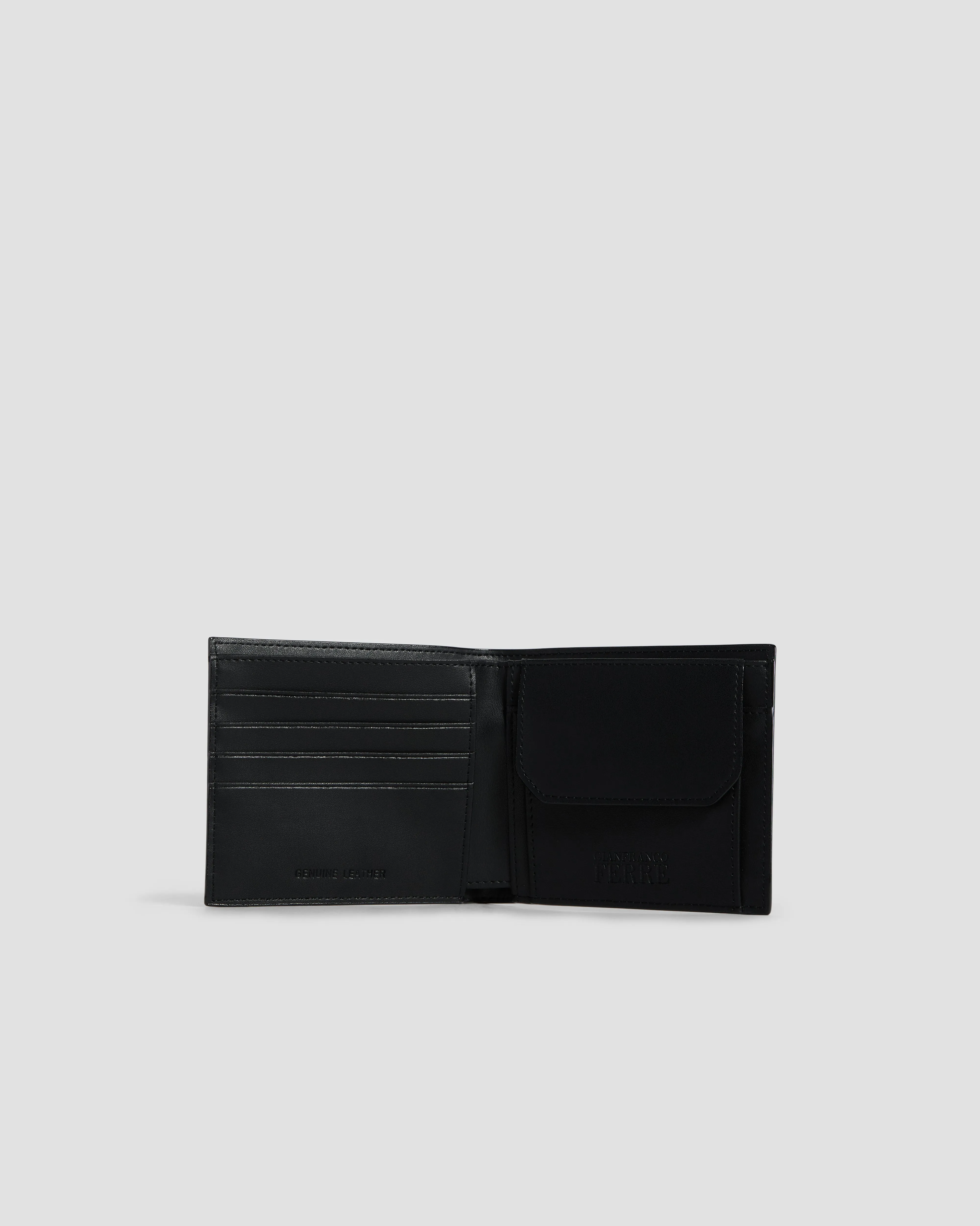 Metal Brand Embossed Bifold Wallet - Four Slots
