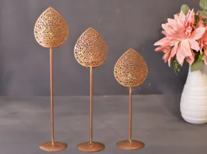 Metal Leaf Tea Light Holder Set of 3