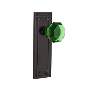 Mission Long Plate with Emerald Waldorf Knob in Timeless Bronze