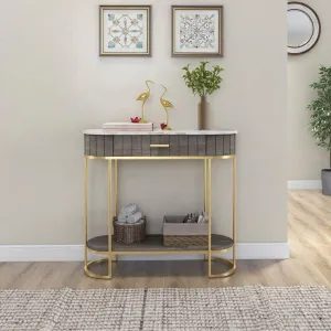 Modern Luxurious Console Table with White Marble Top