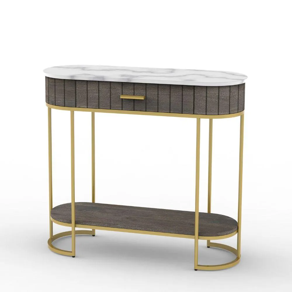Modern Luxurious Console Table with White Marble Top