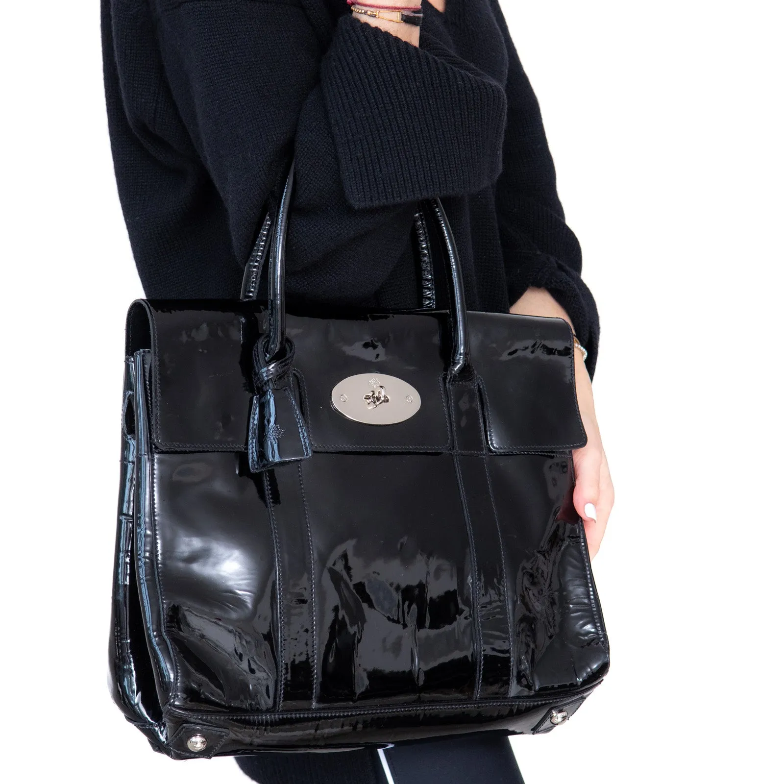 Mulberry Black Patent Bayswater Bag
