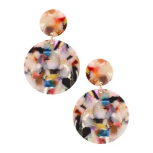 Multi Color Resin Circle Disc Stud Earrings