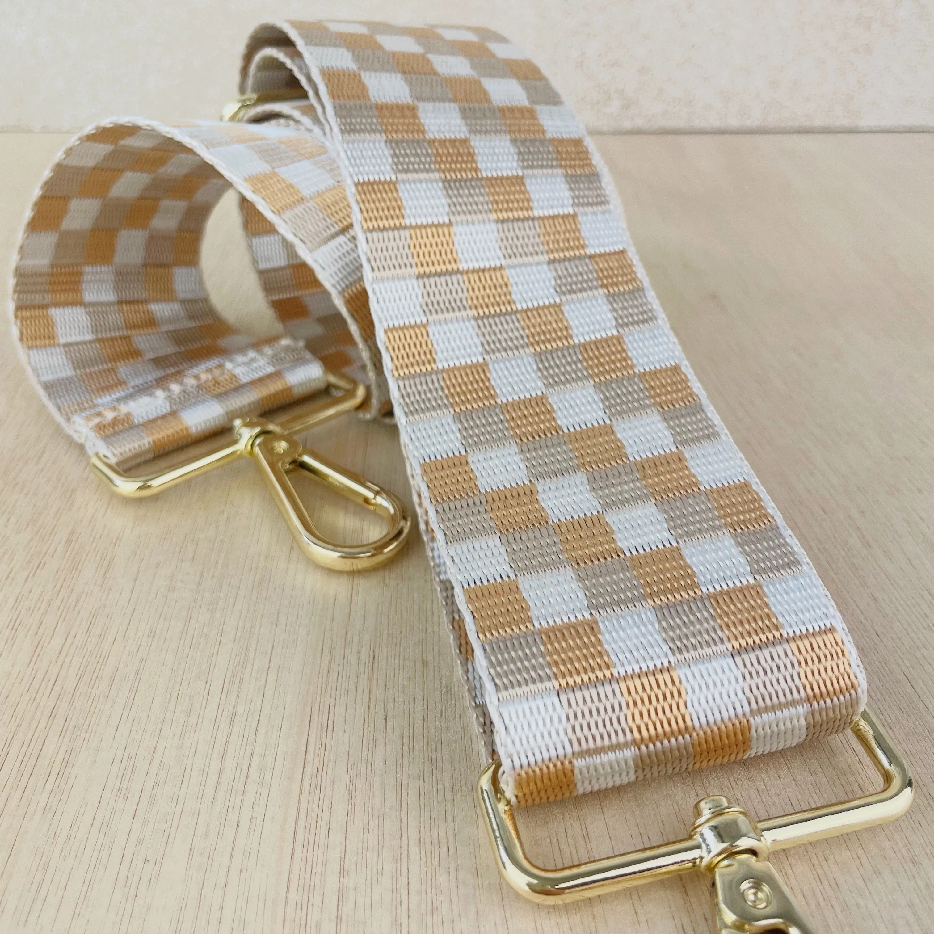 Neutral Checked Bag Strap